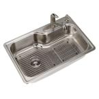 All-in-One Top Mount Stainless Steel 33x22x8 4-Hole Single Bowl Kitchen Sink