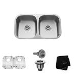 All-in-One Undermount 32-1/4x18-1/2x9 0-Hole Double Bowl Kitchen Sink