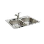 All-in-One Top Mount Stainless Steel 33x22x8 2-Hole Double Bowl Kitchen Sink