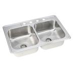 Neptune Drop-in Stainless Steel 33x22x8 4-Hole Double Bowl Kitchen Sink