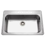 Premiere Gourmet Series Drop-in 33x22x9 4-Hole Single Bowl Kitchen Sink