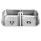 Undermount 32.5x18.25x8.25 0-Hole Double Bowl Kitchen Sink